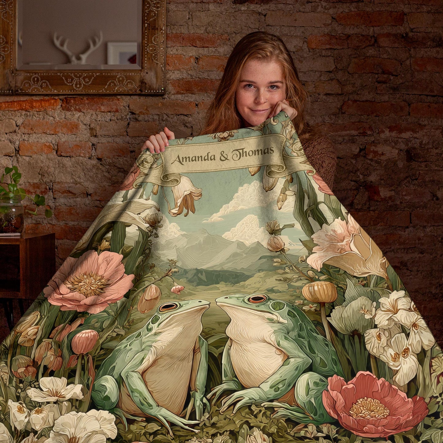 Netecom Personalized Frog Couple Blanket, Custom Names and Established Date, Until We Croak Throw Blanket for Couch, Bed, or Sofa, Perfect Gift for Couples, Christmas, Anniversary
