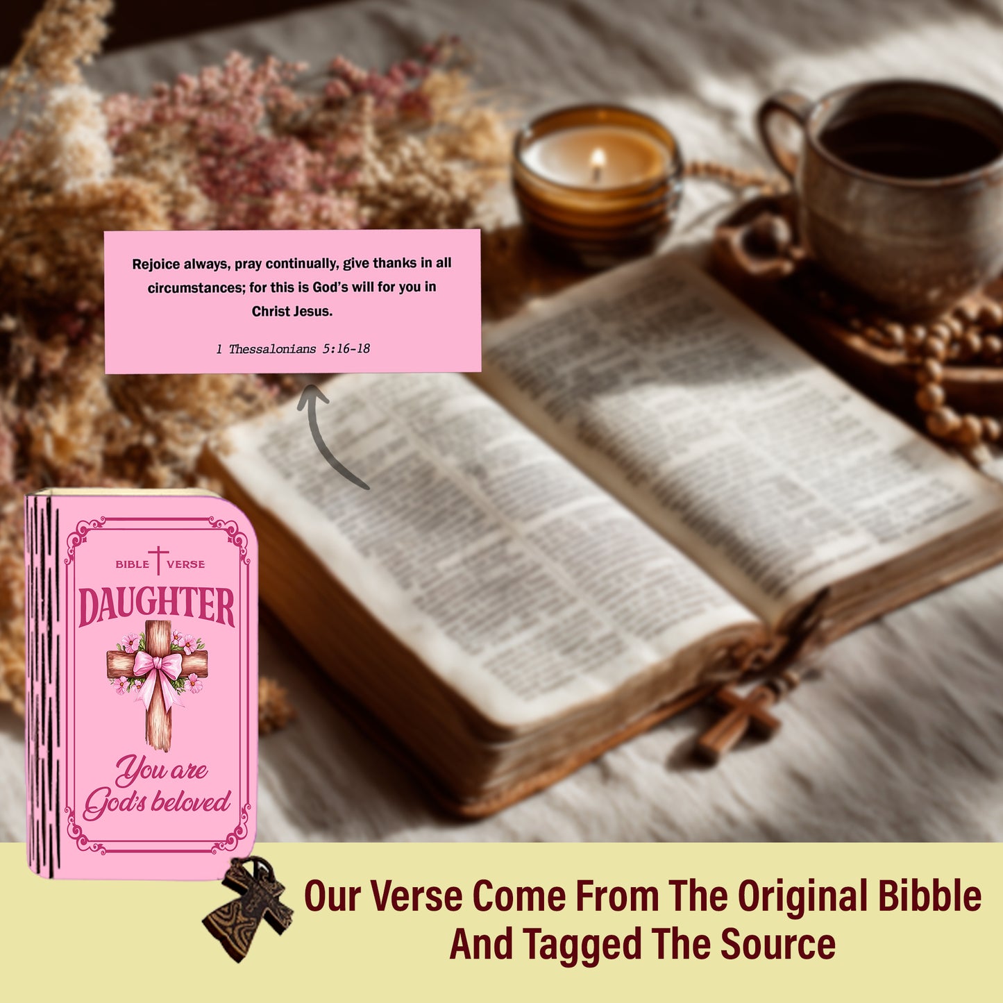 Netecom Inspirational Bible Verse Box Set for Daughter – Wooden Scripture Box with 150 Daily Prayer Cards, Faith-Based Christian Gift