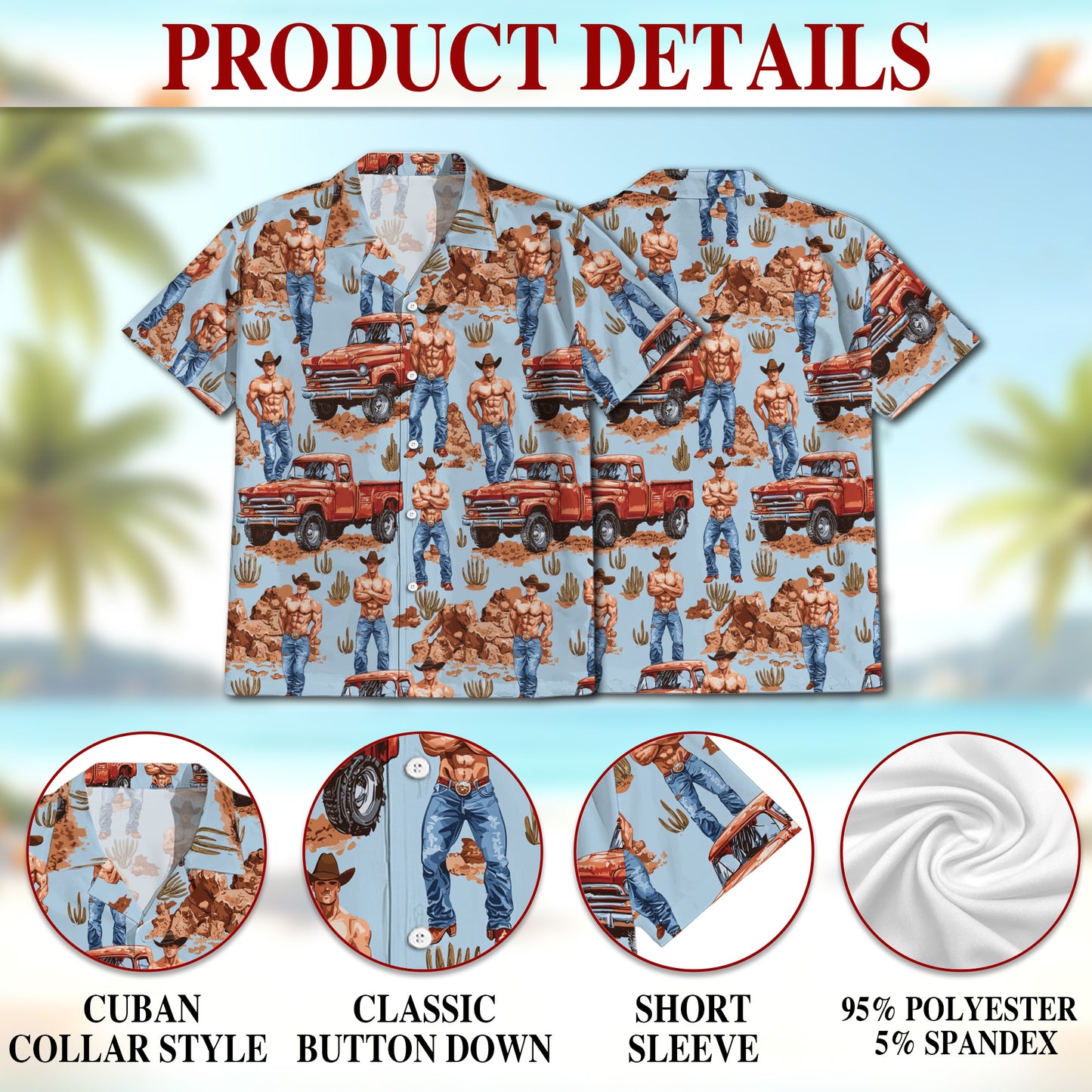 Netecom Matching Cowboy Vintage Western Hawaiian Shirt for Dog and Owner, Retro Aloha Summer Shirt, Western Print Outfit for Pet and Human, Beach Vacation Casual Wear