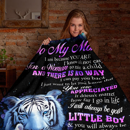 Netecom Personalized To My Mom Blanket from Daughter Son, Custom White Tiger Throw Blanket for Sofa, Bed, or Couch, Ultra Soft and Warm Gifts for Birthday, Christmas, or Anniversary