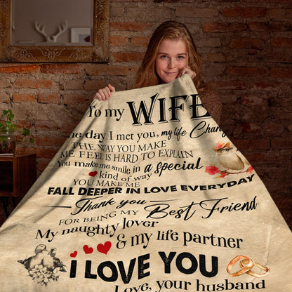 Netecom Personalized To My Wife Blanket from Husband, Custom Love Letter Throw Blanket for Bed, Sofa or Couch, Ultra Soft Warm Gift for Wife’s Birthday, Present for Christmas or Anniversary