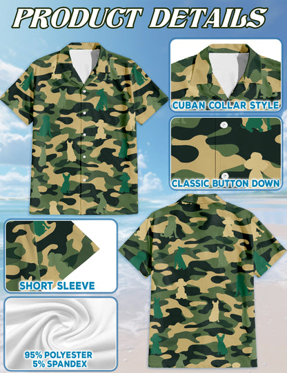Netecom Dog Camo Hawaiian Shirt for Men, Spinone Italiano Lover Gift, Animal Camouflage Button Down Summer Beach Shirts