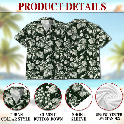 Netecom Grape Hawaiian Shirt for Men Women, Grape Lover Gifts, Fruit Button Down Summer Beach Short Sleeve Shirts