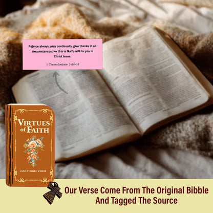 Netecom Virtues Bible Verse Cards Box Set 150 pcs – Daily Inspirational Scripture Prayer Cards in Wooden Box, Christian Religious Gift with Cross for Women, Men