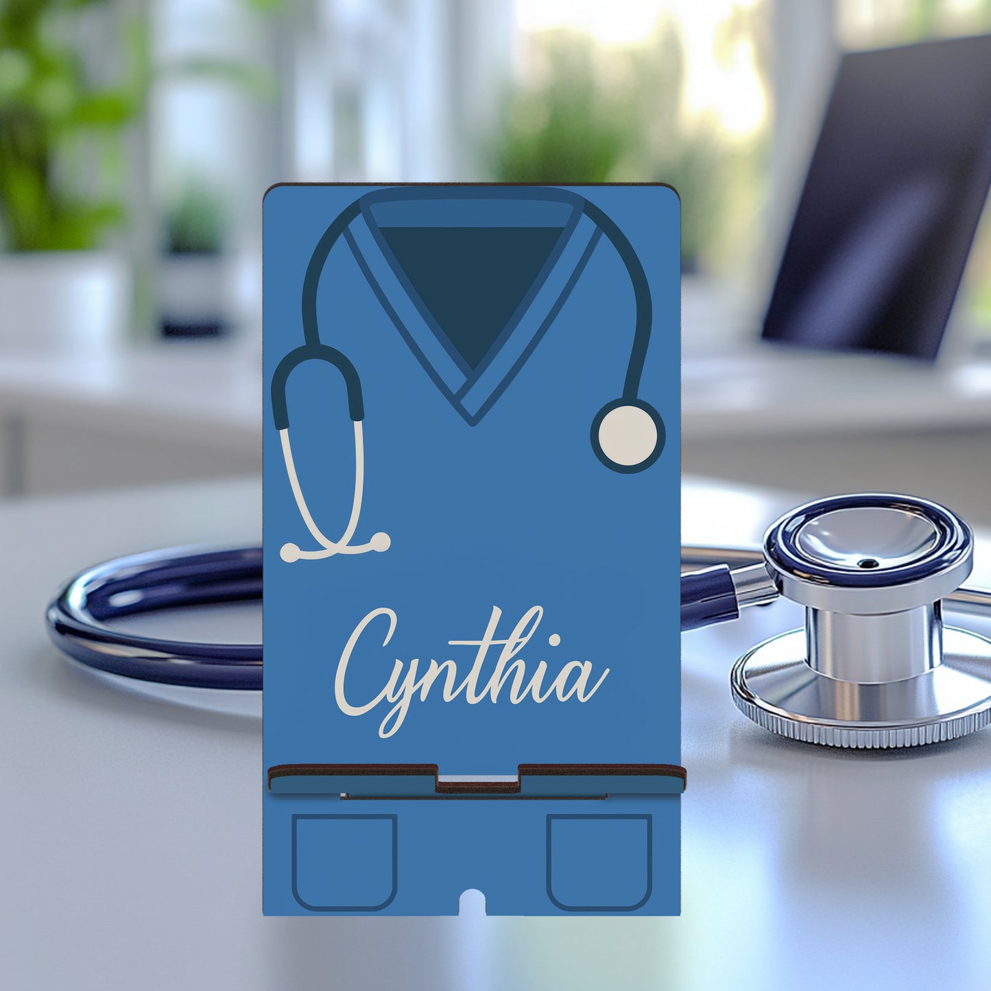 Netecom Custom Phone Stand with Personalized Name, Nurse-Themed Style for Desk or Office Use - Perfect Gift for Healthcare Workers
