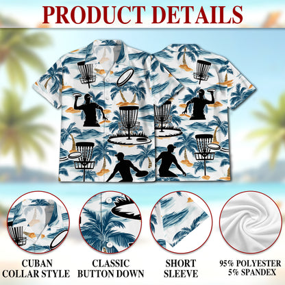 Netecom Tropical Disc Golf Hawaiian Shirt for Men, Golf Player Gift, Sport Button Down Summer Beach Short Sleeve Shirts