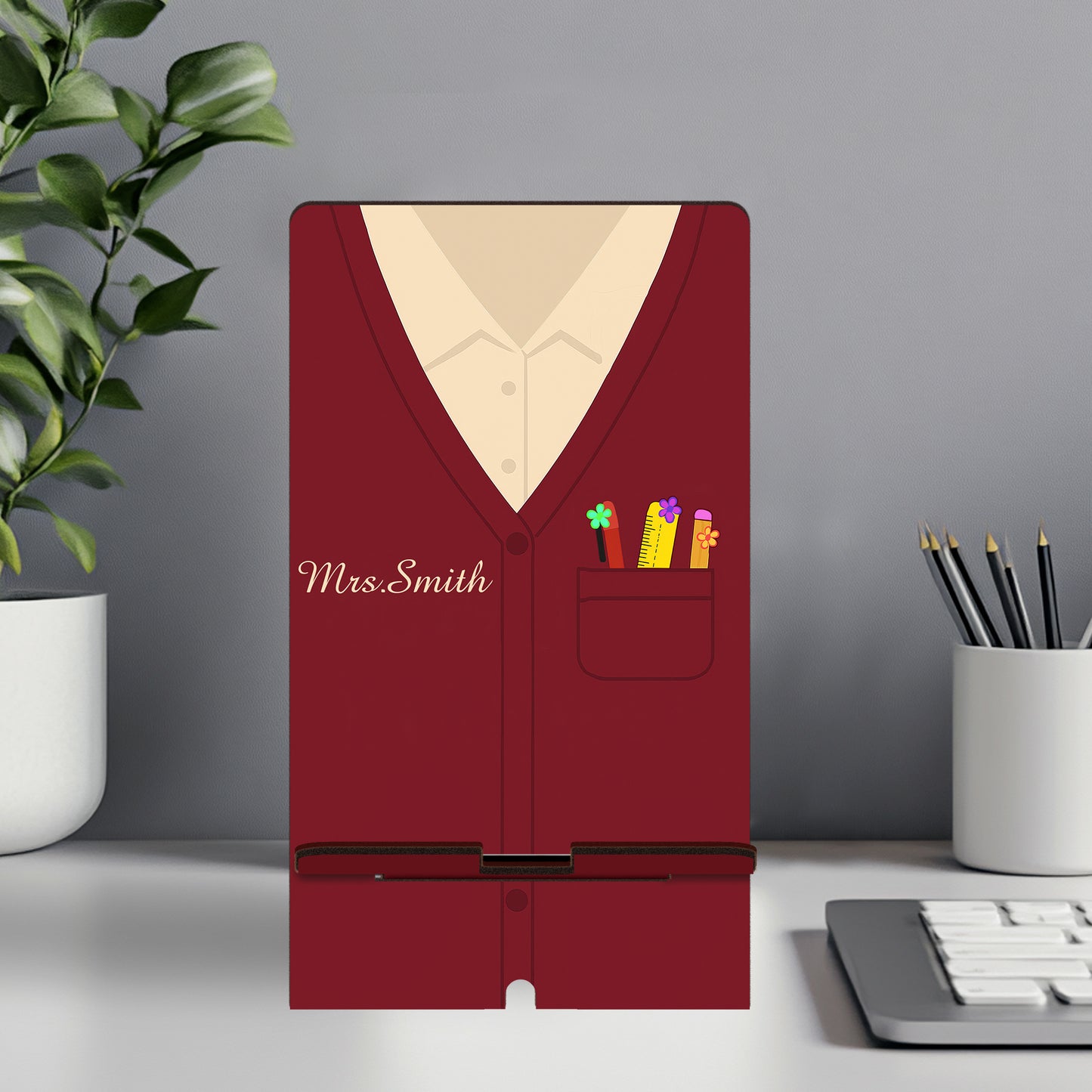 Netecom Unique Teacher Phone Stand with Custom Name, Personalized Desk Accessory for Educators - Thoughtful Gift for Friends or Christmas