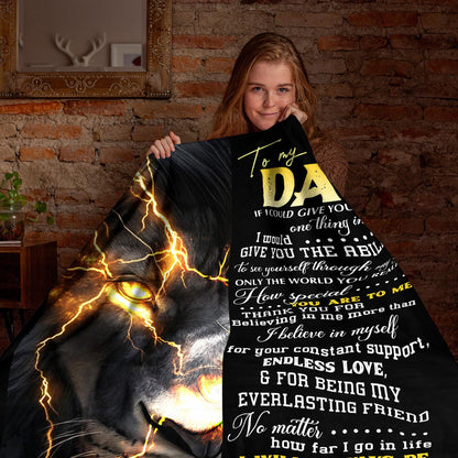 Netecom Personalized To My Dad Blanket from Daughter and Son, Fierce Lion Throw Blanket for Couch, Bed or Sofa, Ultra Soft Warm, Birthday Gifts for Dad, Christmas, Father’s Day or Anniversary