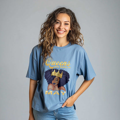 Netecom Queens Are Born in May T-Shirt, Funny Birthday Shirt for Women, Perfect Gift for May Birthday