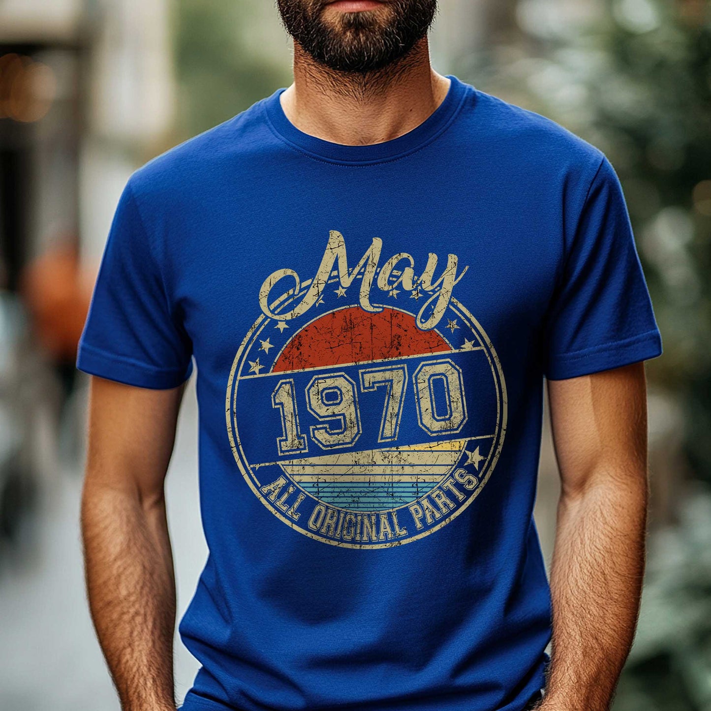 Netecom May 1970 All Original Parts T-Shirt, Retro Birthday Shirt for Men, Perfect Gift for May Birthday