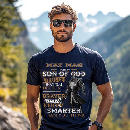 Netecom May Man T-Shirt I Am A Son Of God Stronger Than You Believe Braver Than You Know Smarter Than You Think Christian Graphic Tee Gift