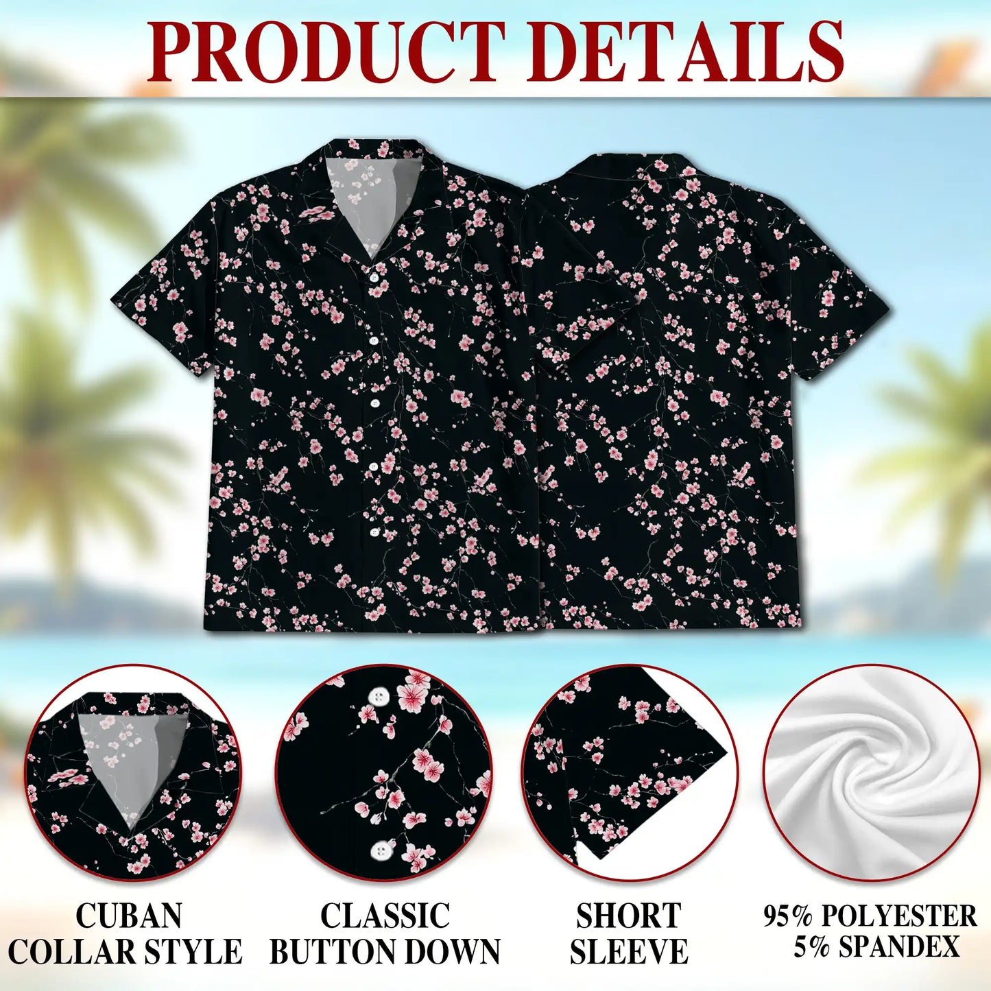 Sakura Cherry Blossom Hawaiian Shirt- Summer Beach Style| Netecom