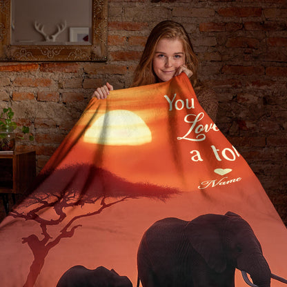 Netecom Personalized Elephant Family Blanket, Custom Name Baby Elephant Throw Blanket for Couch, Bed or Sofa, Ultra Soft Warm, Birthday Gifts for Women Men, Christmas or Anniversary Present