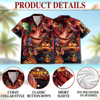 Netecom Halloween Dragon Hawaiian Shirt for Men, Halloween Present, Mythology Dragon Button Down Summer Beach Shirts, S-5XL