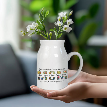 Netecom Personalized Floral MOM Ceramic Pitcher, Custom Name Vase for Birthdays, Mother’s Day, or Holiday Decor Gift