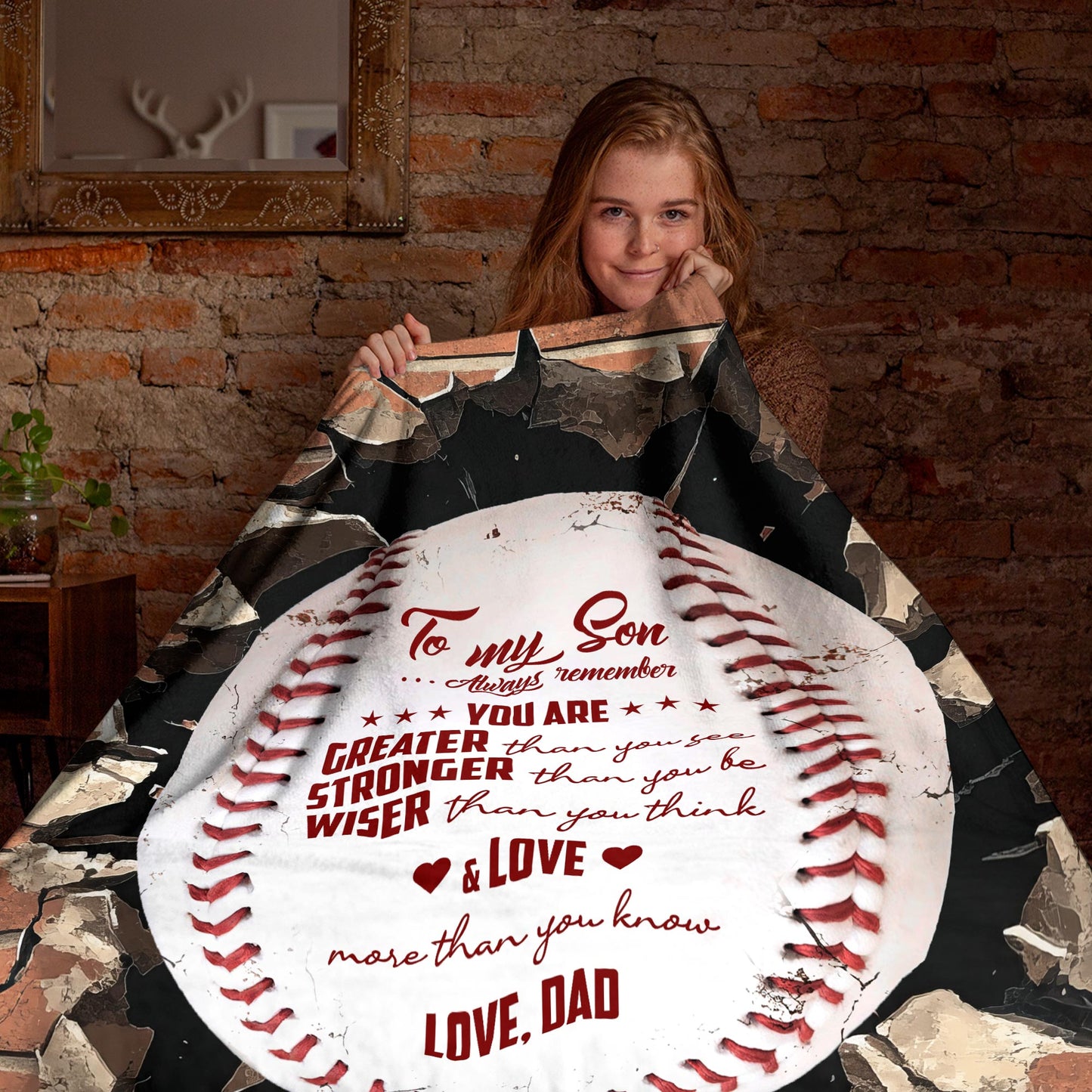 Netecom Personalized To My Son Baseball Blanket from Dad, Custom Love Dad to Son Throw Blanket for Couch, Bed or Sofa, Ultra Soft Warm Gift for Son’s Birthday, Christmas, or Father’s Day