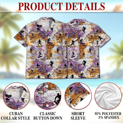 Surfing Summer Print Hawaii Dog and Owner Matching Button Shirts