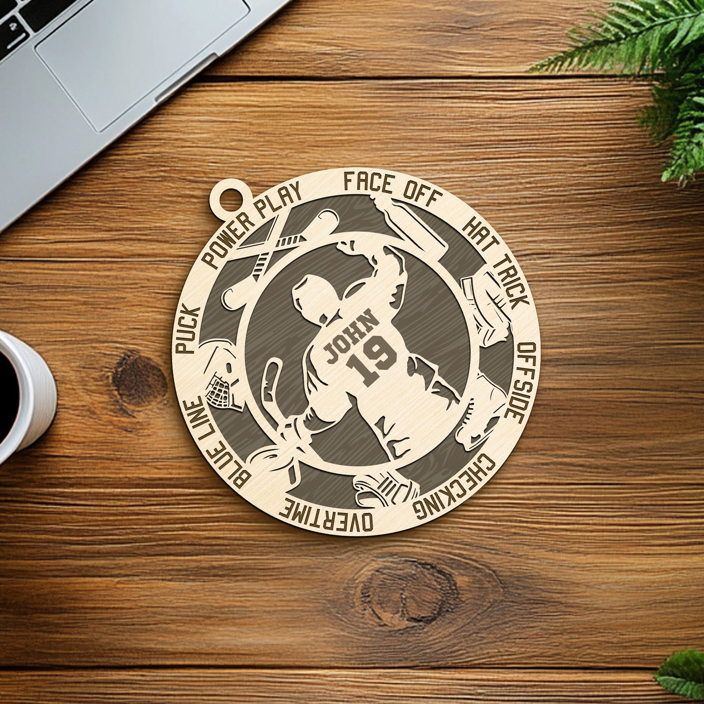 Netecom Custom Hockey Ornament – Personalized Wooden Ornament with Player Name & Hockey Terms – Perfect Christmas Gift