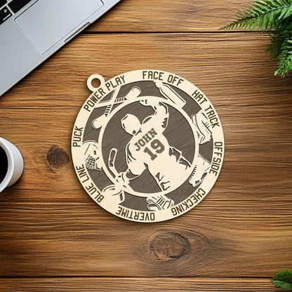 Netecom Custom Hockey Ornament – Personalized Wooden Ornament with Player Name & Hockey Terms – Perfect Christmas Gift