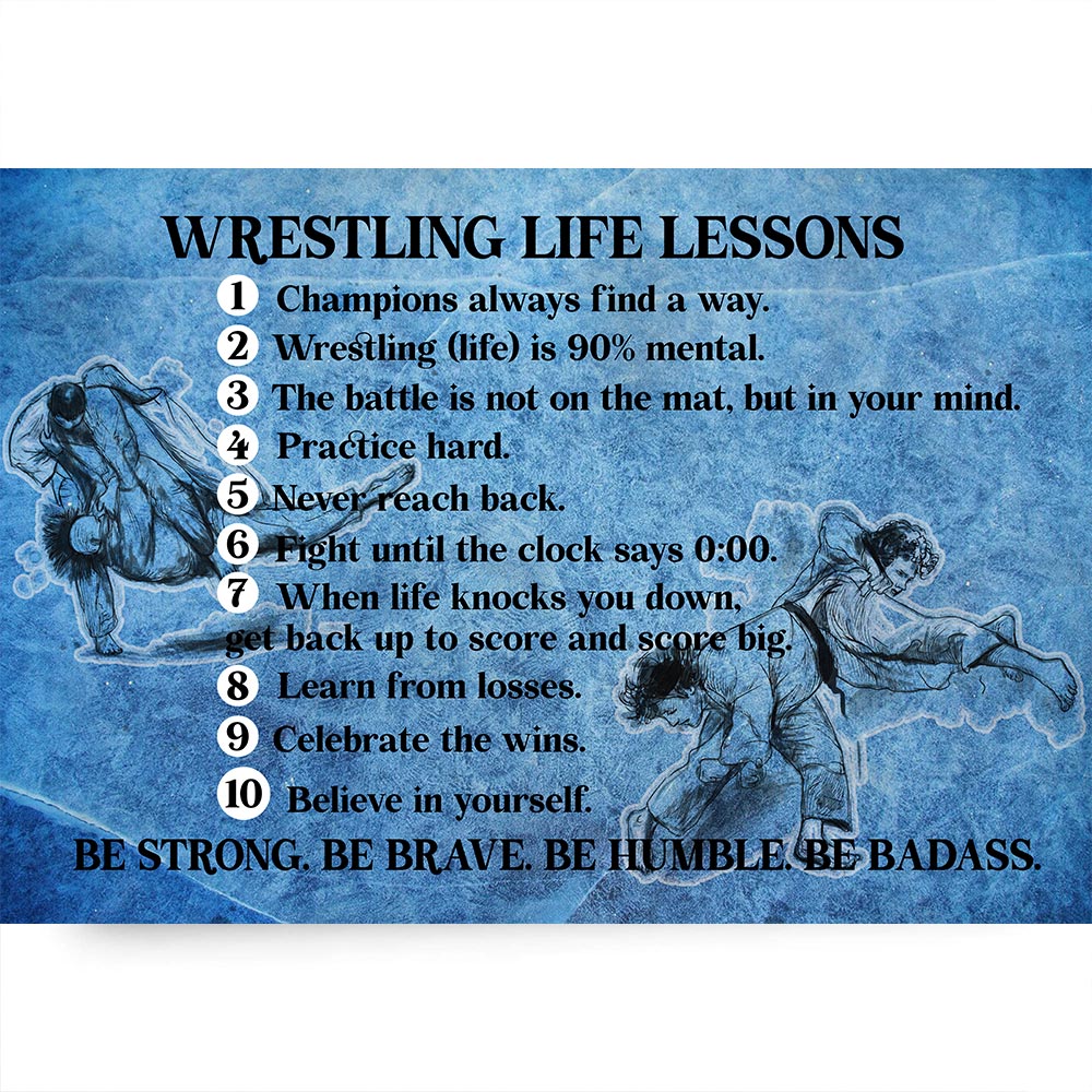 Wrestling Life Lessons Canvas Wall Art – Motivational Quote Print – Sports Inspiration Gift for Wrestlers, Athletes & Coaches – Gym, Locker Room, or Bedroom Decor – Ready to Hang