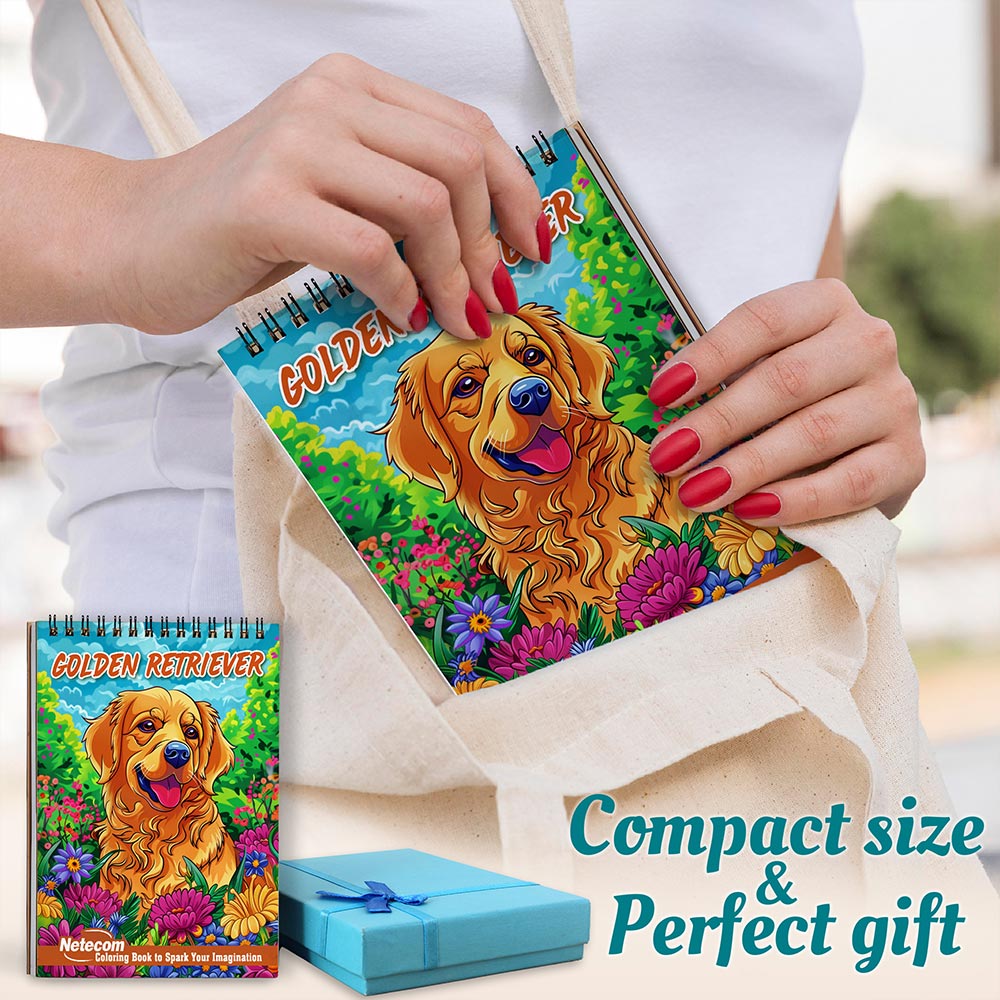 Netecom Golden Retriever Spiral Coloring Book For Adults