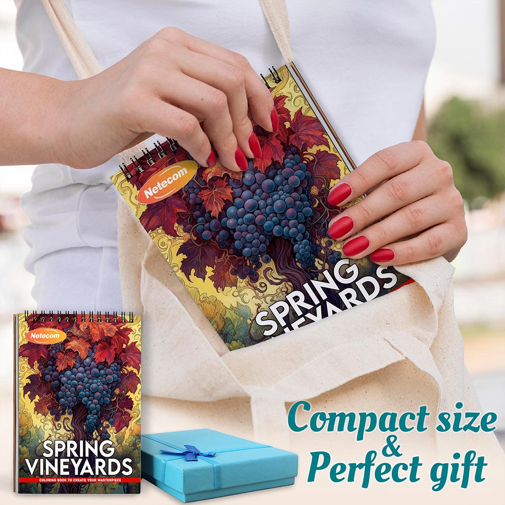 Spring Vineyards Spiral Coloring Book For Adults