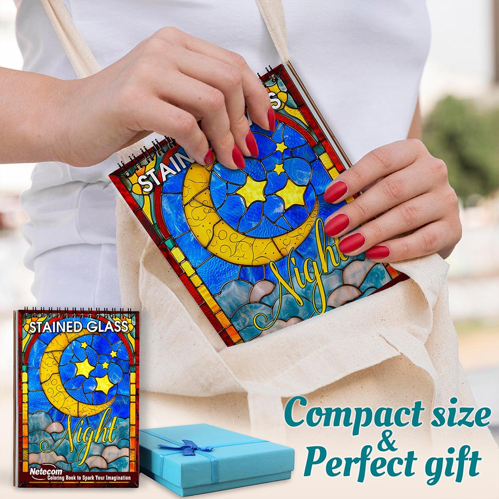 Netecom Stained Glass Night Spiral Coloring Book For Adults