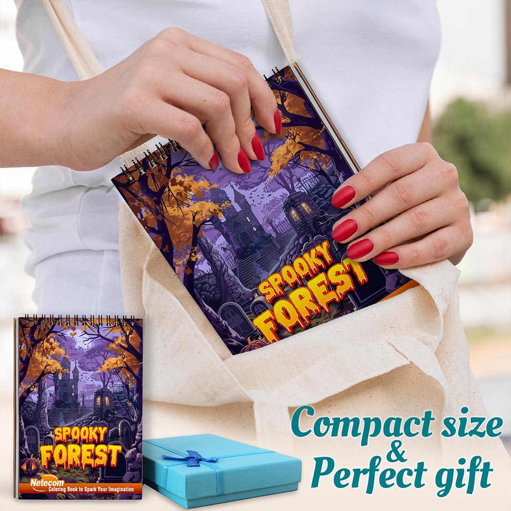Netecom Spooky Forest Spiral Coloring Book For Adults