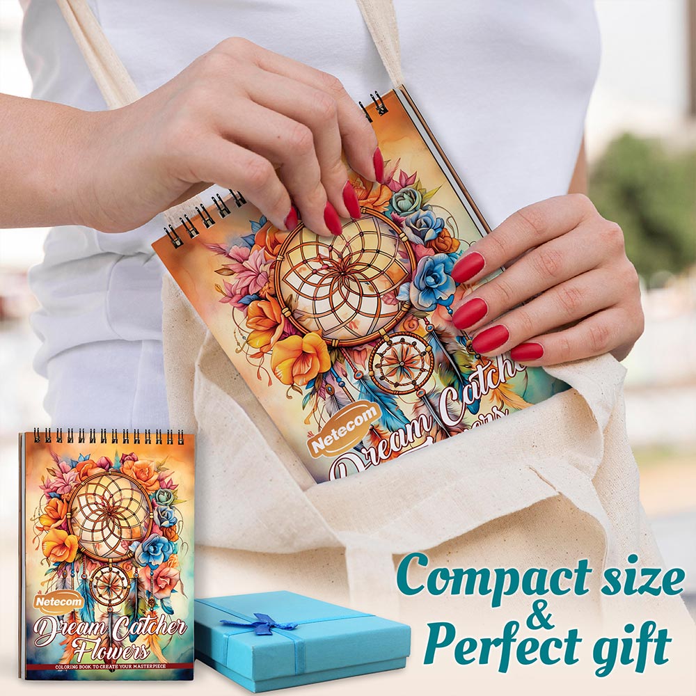 Netecom Dreamcatcher Flowers Spiral Coloring Book For Adults