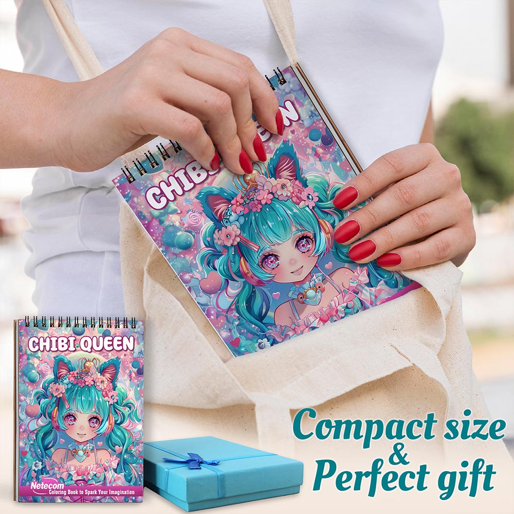 Netecom Chibi Queen Spiral Coloring Book For Adults