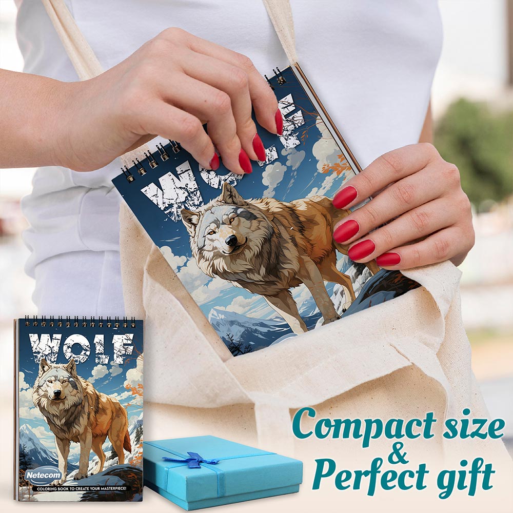 Netecom Wolf Spiral Coloring Book For Adults