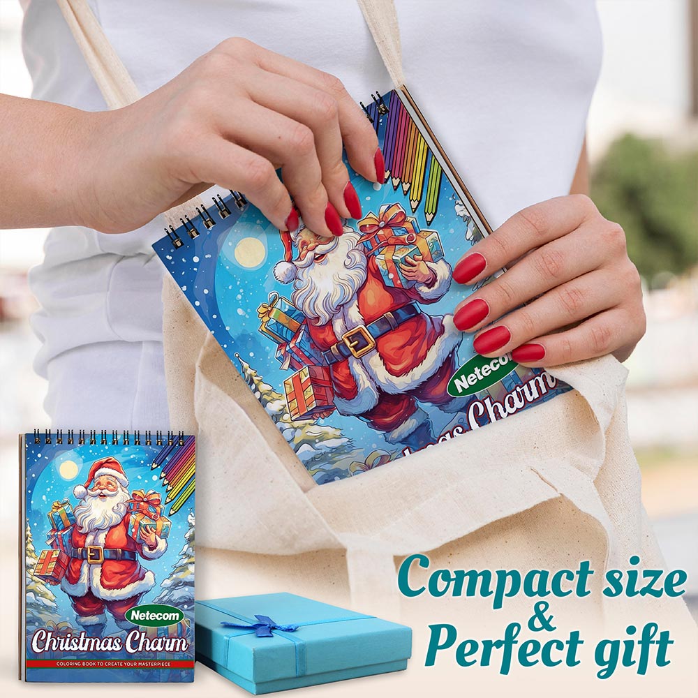 Christmas Charm Spiral Coloring Book For Adults