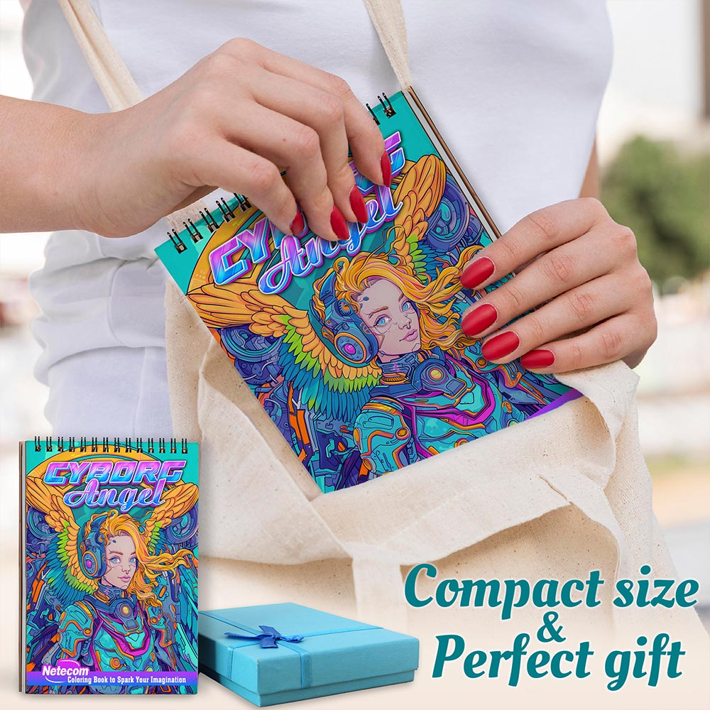 Netecom Cyborg Angel Spiral Coloring Book For Adults