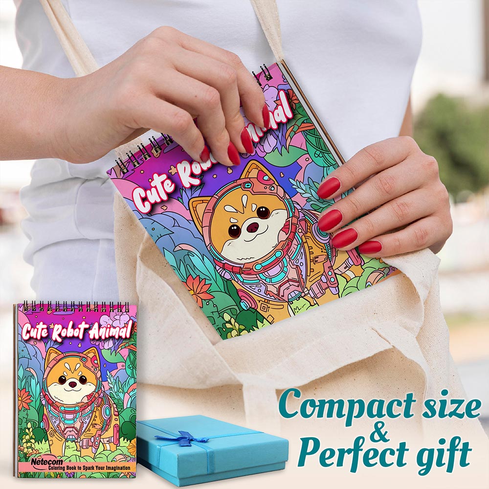 Netecom Cute Robot Animal Spiral Coloring Book For Adults