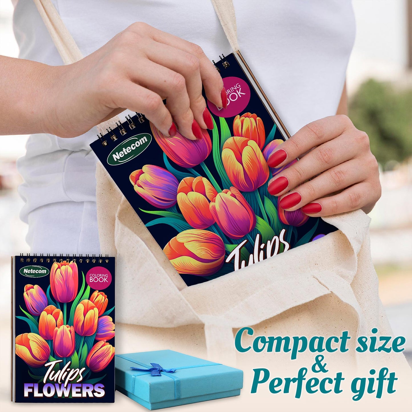 Netecom Tulips Flowers Spiral Coloring Book For Adults