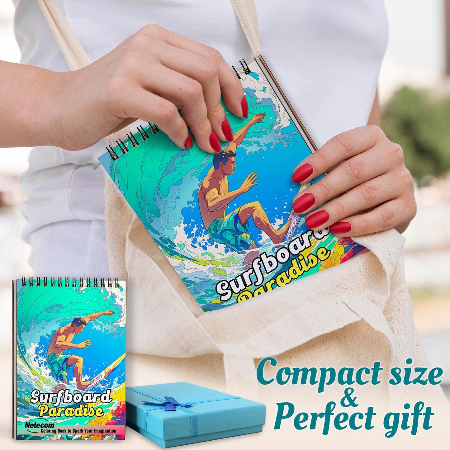 Netecom Surfboard Paradise Spiral Coloring Book For Adults