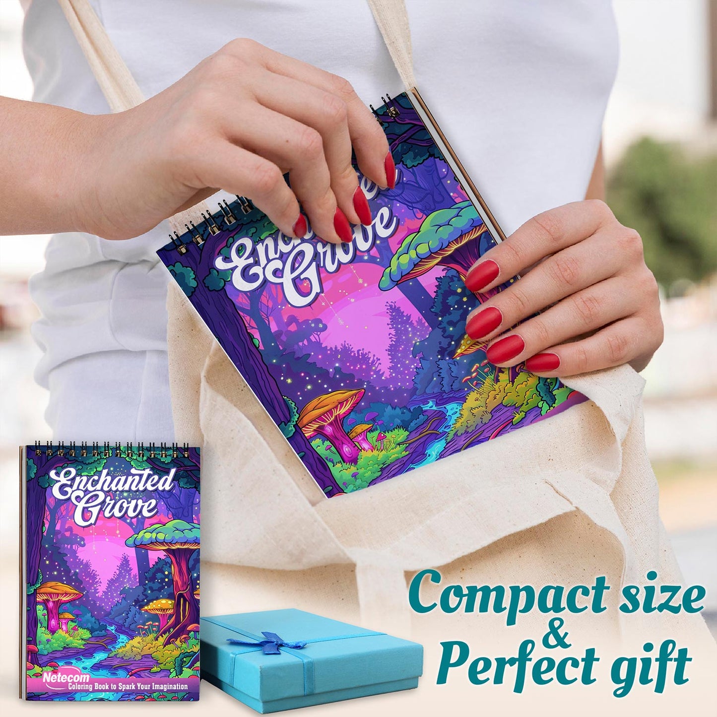 Netecom Enchanted Grove Spiral Coloring Book For Adults