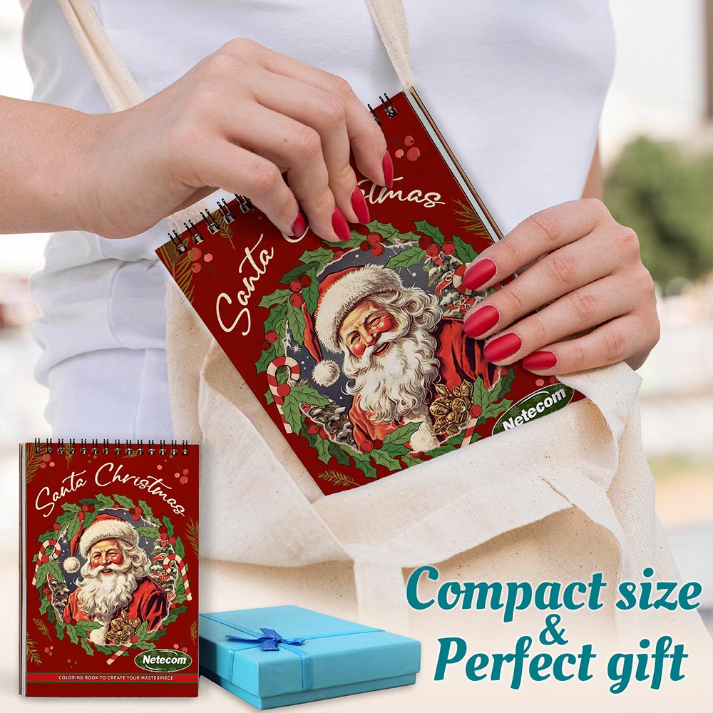 Netecom Santa Christmas Spiral Coloring Book For Adults