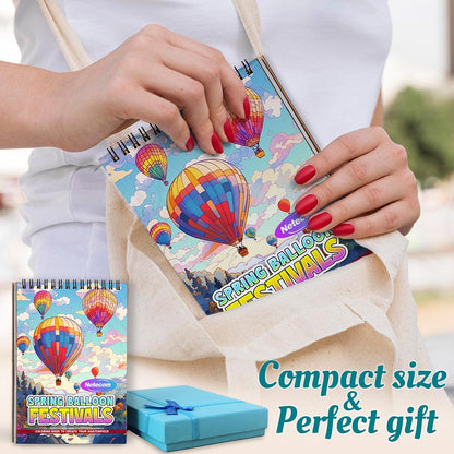 Spring Balloon Festivals Spiral Coloring Book For Adults