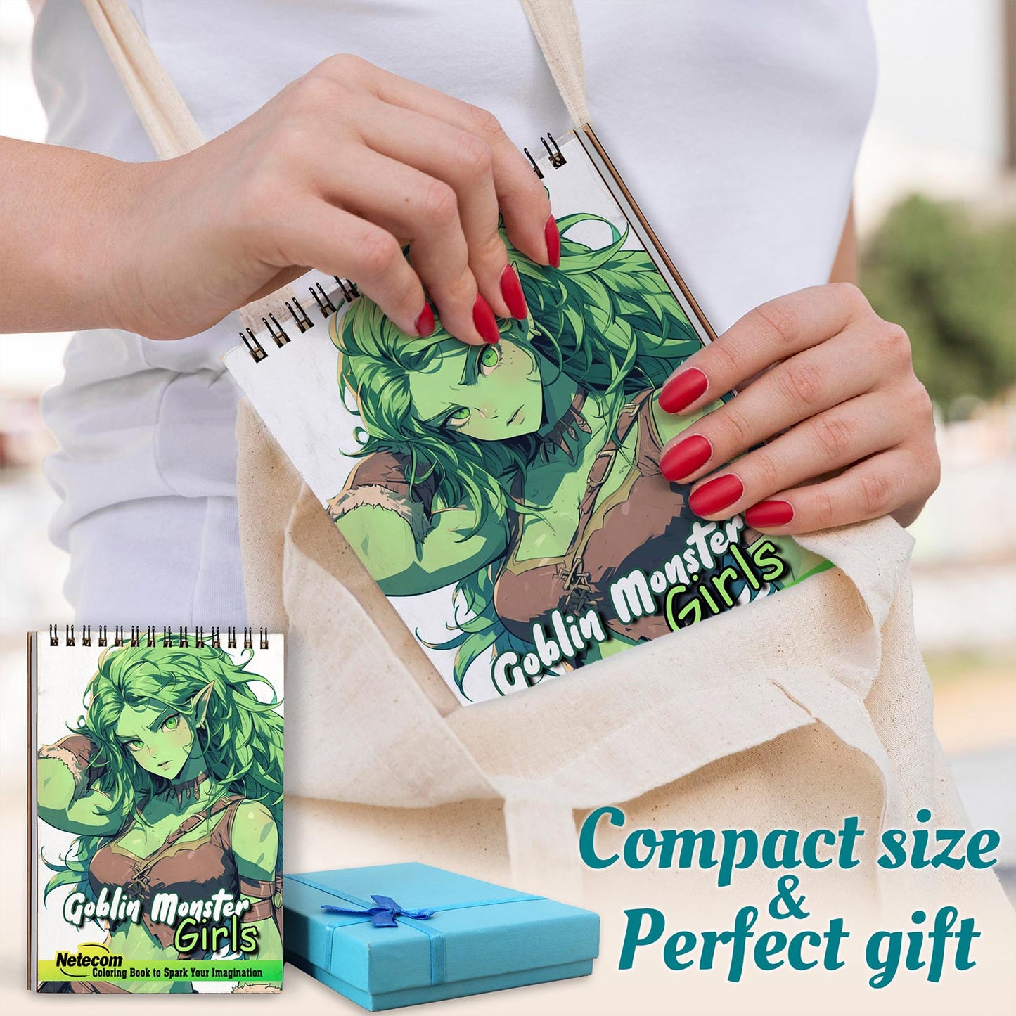 Netecom Goblin Monster Girls Spiral Coloring Book For Adults