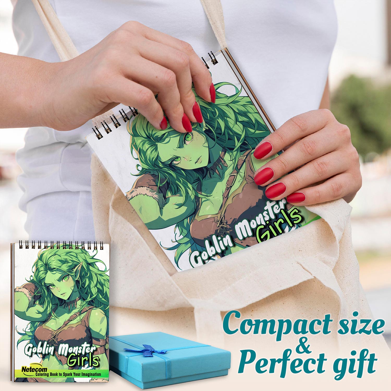 Netecom Goblin Monster Girls Spiral Coloring Book For Adults