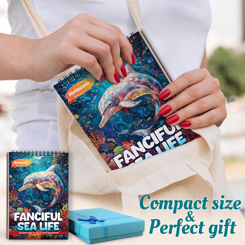 Fanciful Sea Life Spiral Coloring Book For Adults