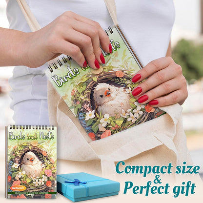 Birds and Nests Spiral Coloring Book For Adults