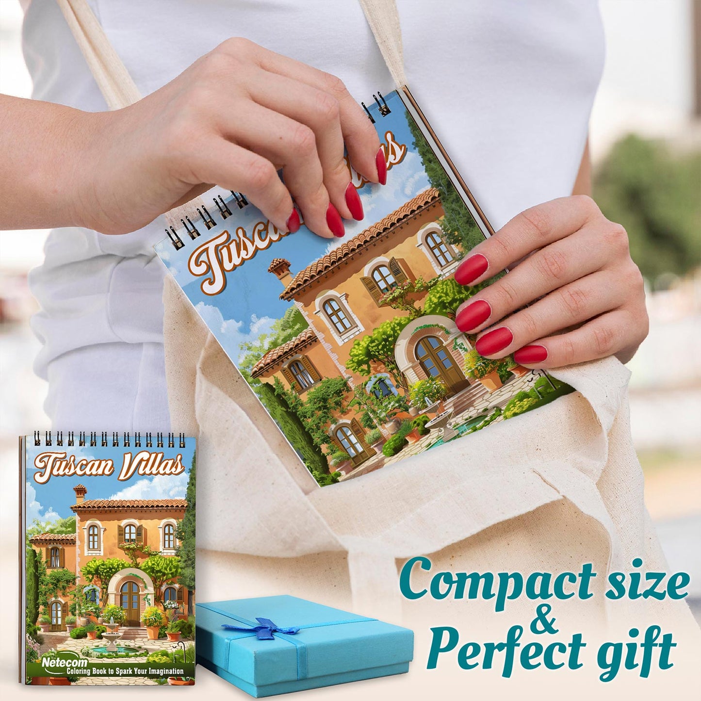Netecom Tuscan Villas Spiral Coloring Book For Adults