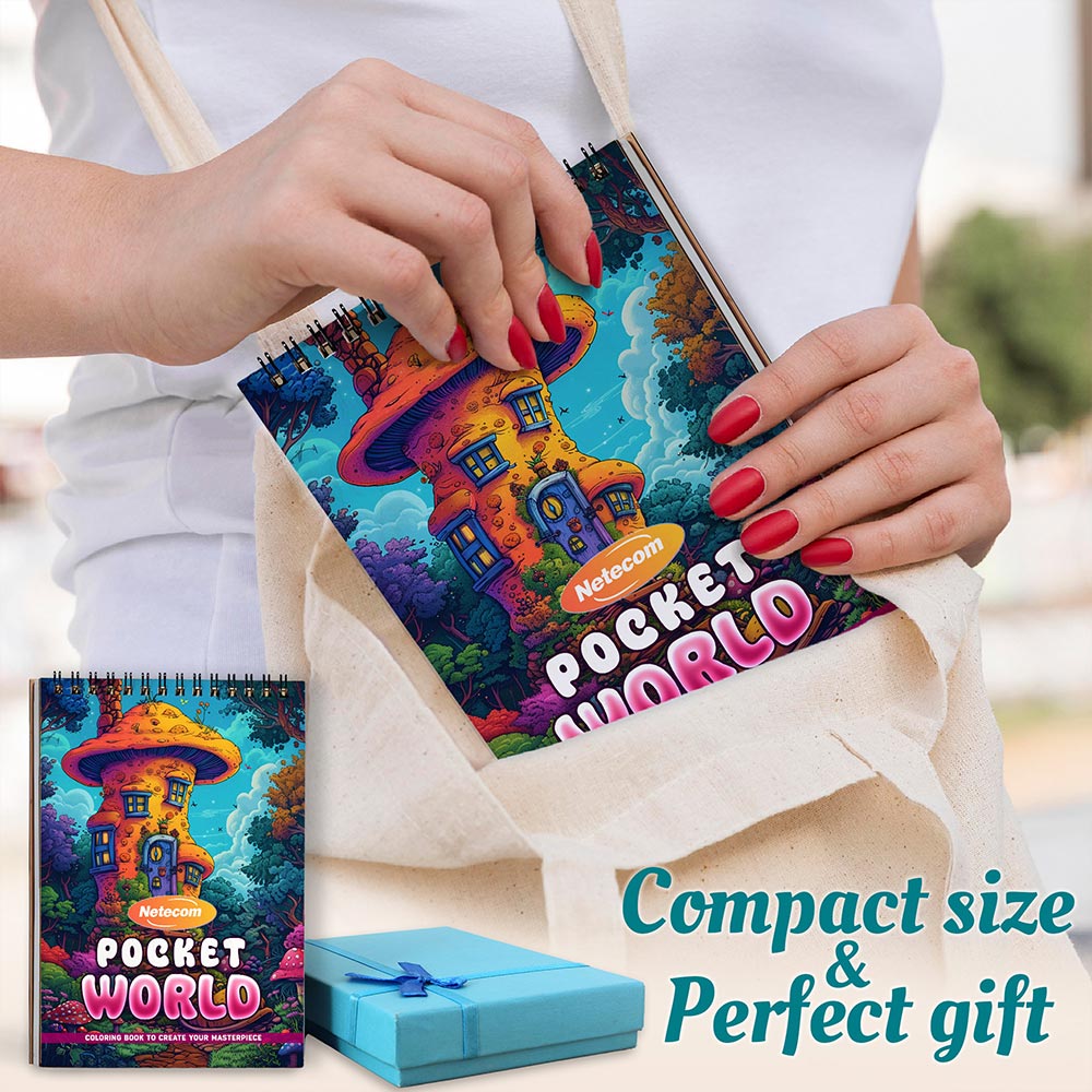 Pocket World Spiral Coloring Book For Adults