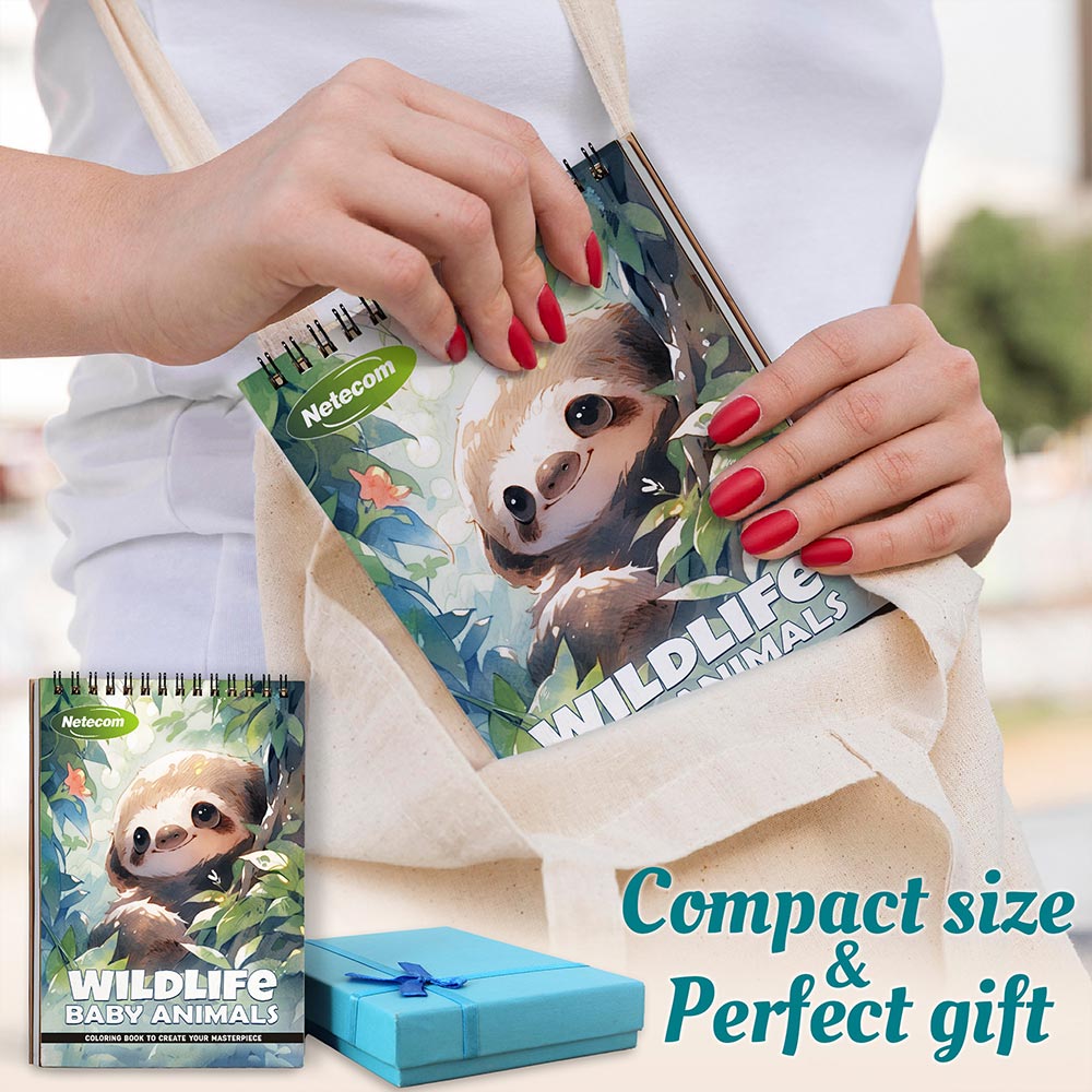 Wildlife Baby Animals Spiral Coloring Book For Adults