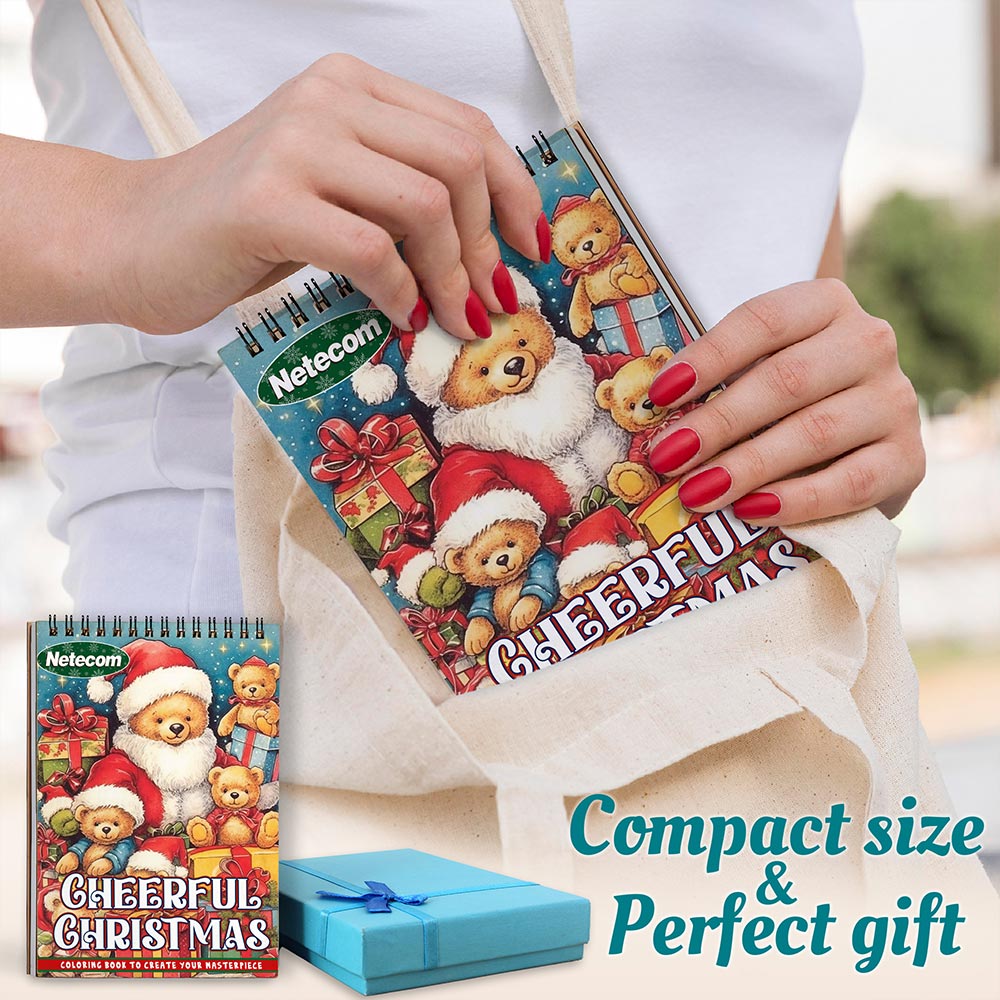 Cheerful Christmas Spiral Coloring Book For Adults