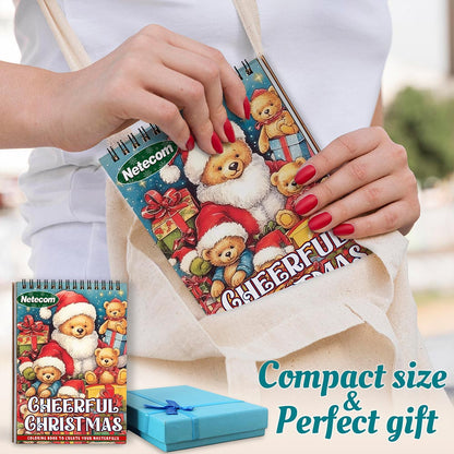 Cheerful Christmas Spiral Coloring Book For Adults