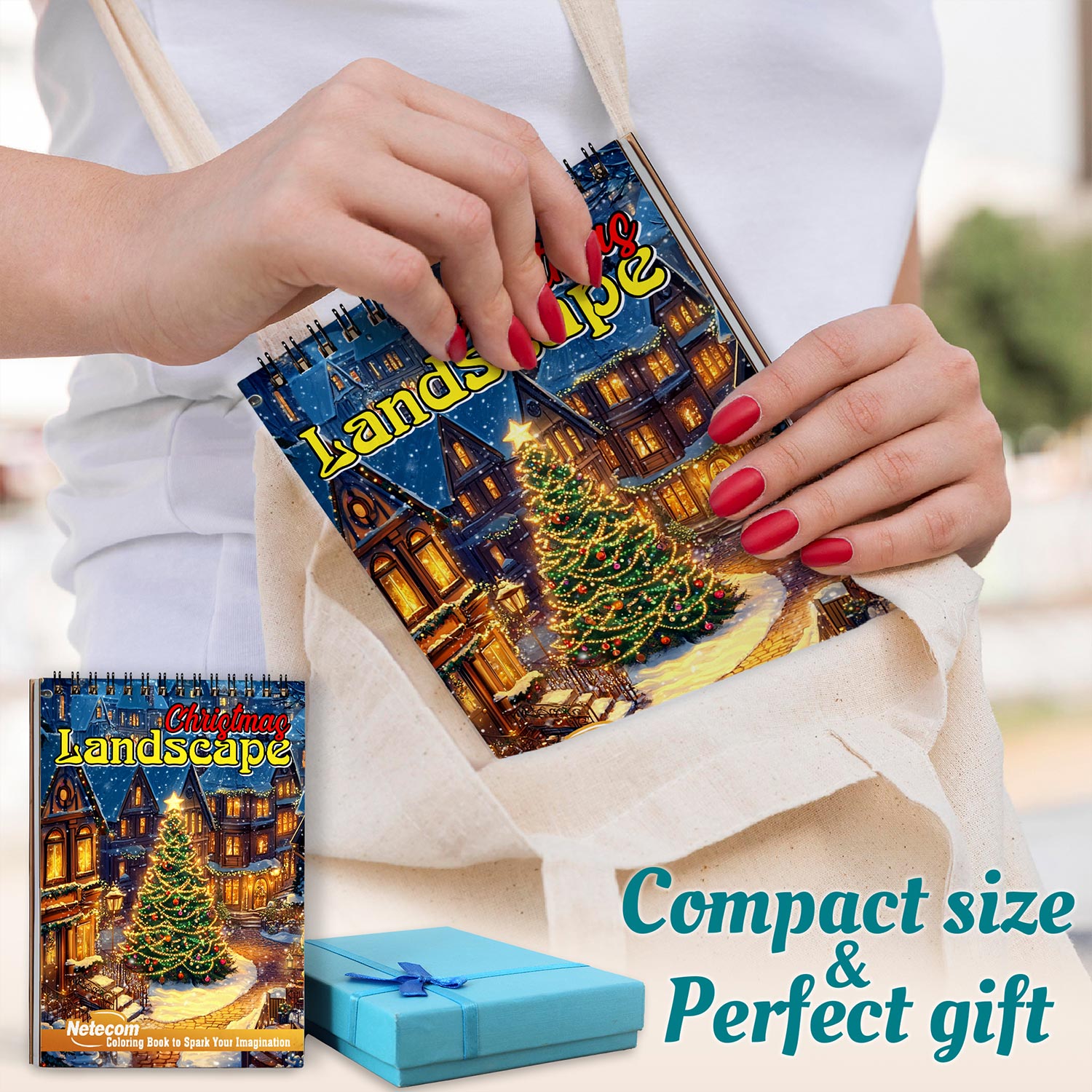 Netecom Christmas Landscape Spiral Coloring Book For Adults