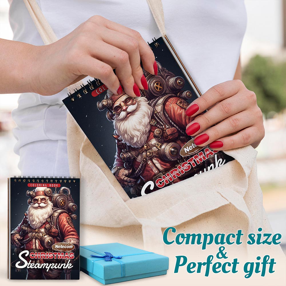 Netecom Steampunk Christmas Spiral Coloring Book For Adults